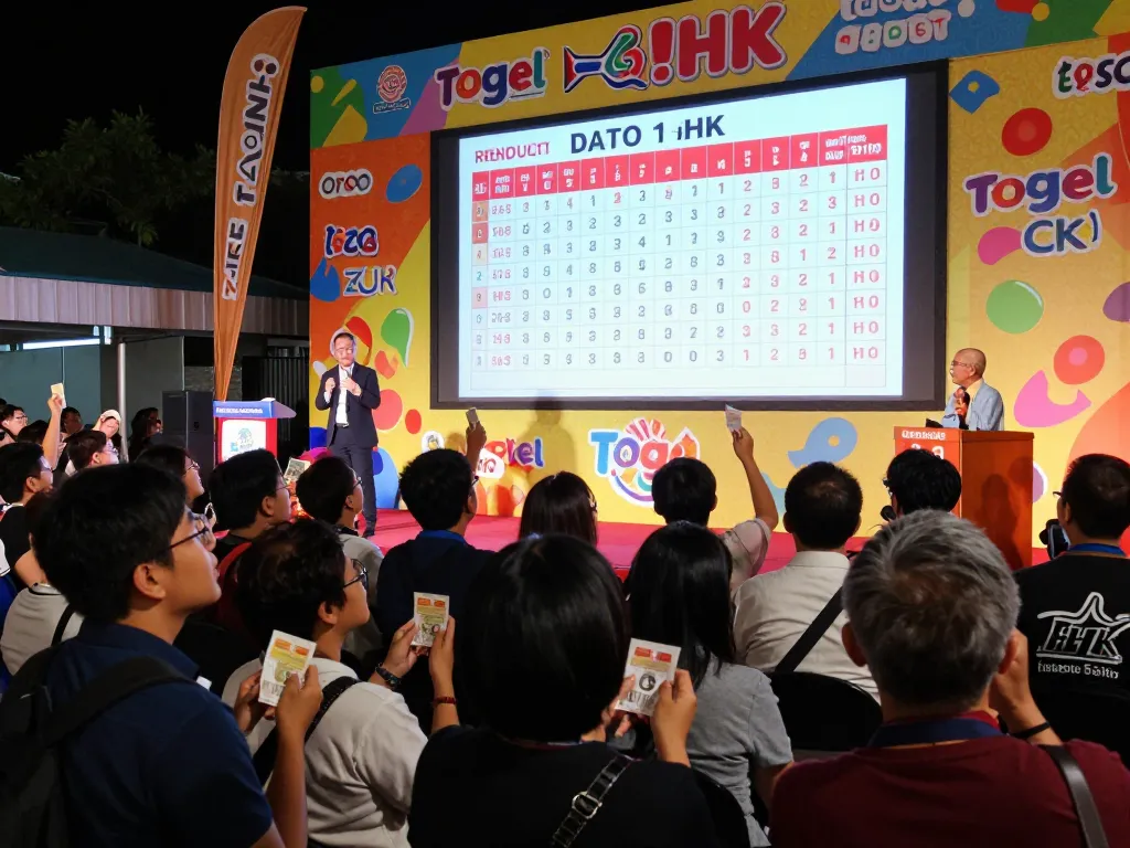 Live togel HK drawing event showcasing accurate Data HK results with excited viewers.