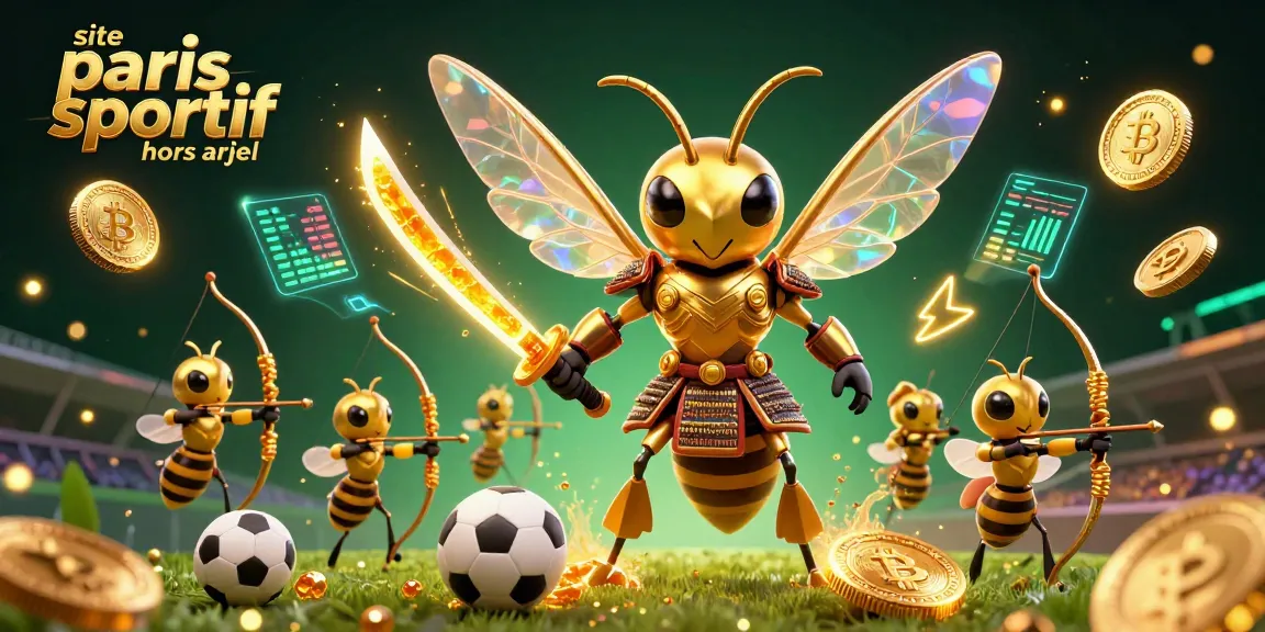 Pariez sur un site paris sportif hors arjel, à travers une illustration dynamique de paris sportifs avec des éléments venant des jeux et cryptomonnaies.