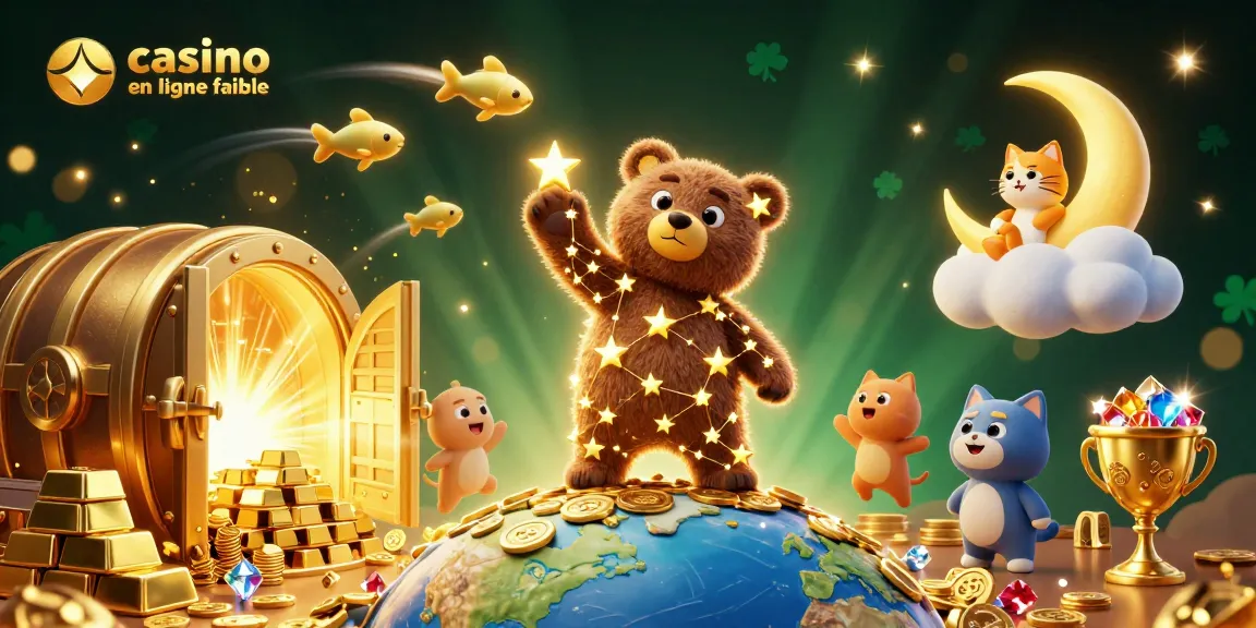 Maximisez vos gains avec un casino en ligne fiable, illustré par un ours en constellation dorée.