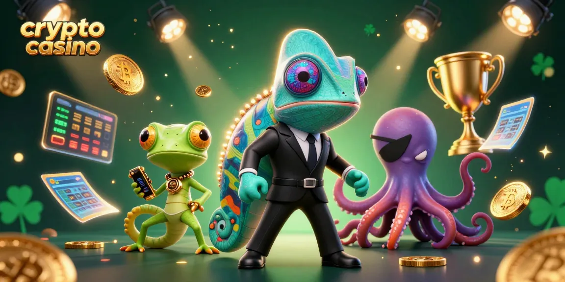 Giocatori vincitori in un crypto casino, tra monete di Bitcoin ed Ethereum che volano attorno.
