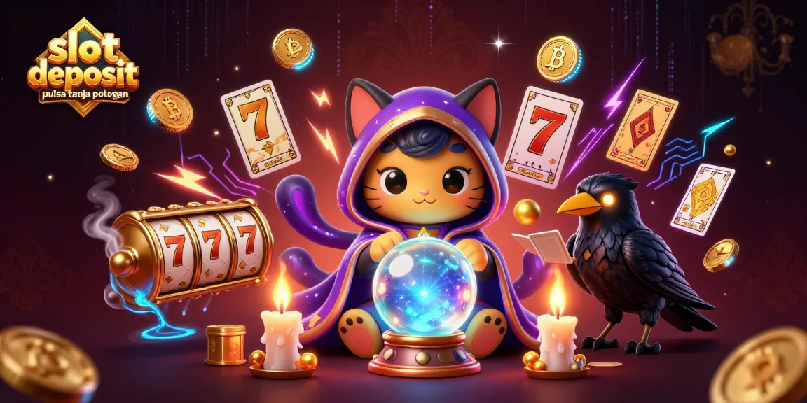 Experience slot deposit pulsa tanpa potongan with our animated scenes featuring mystical cats and magical games.