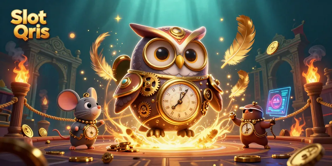Engage with Slot Qris through a vibrant casino scene featuring 3D cartoon characters and dynamic elements.
