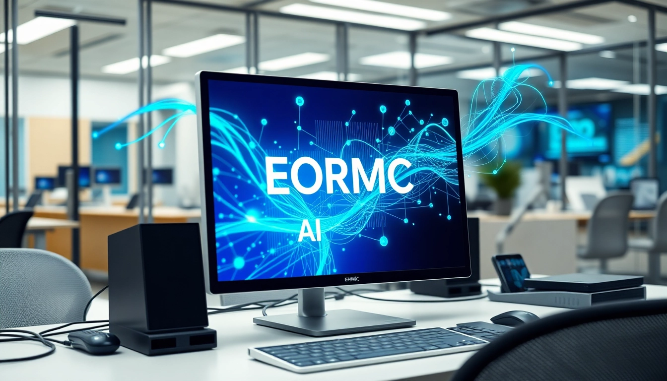 EORMC algorithm displayed on a sleek computer in a vibrant blockchain workspace.
