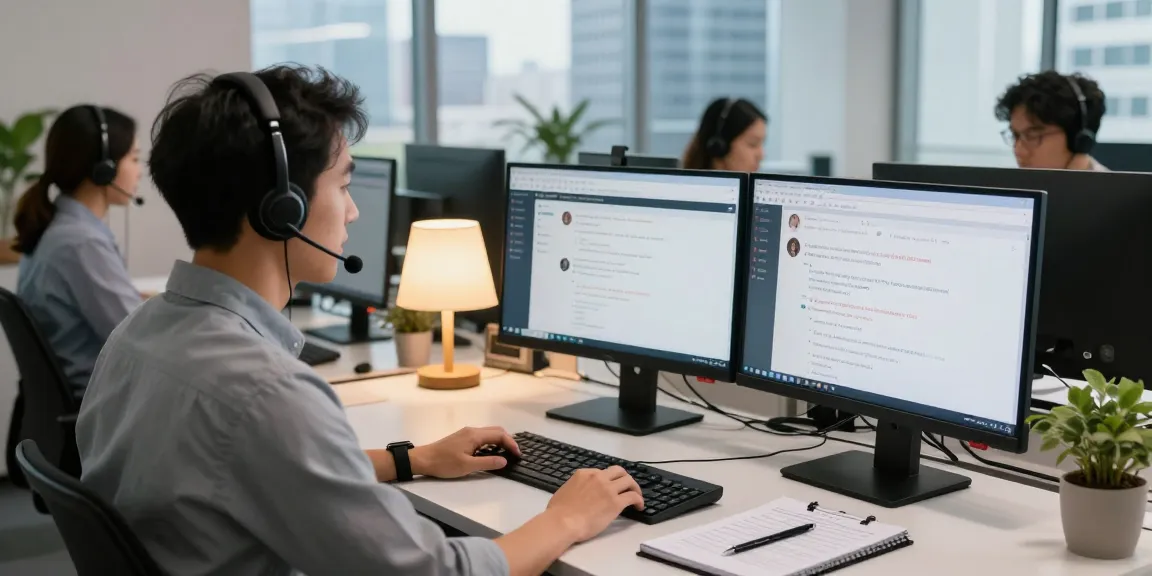 Customer technician providing Telus-Technical-Support in a modern office setup.