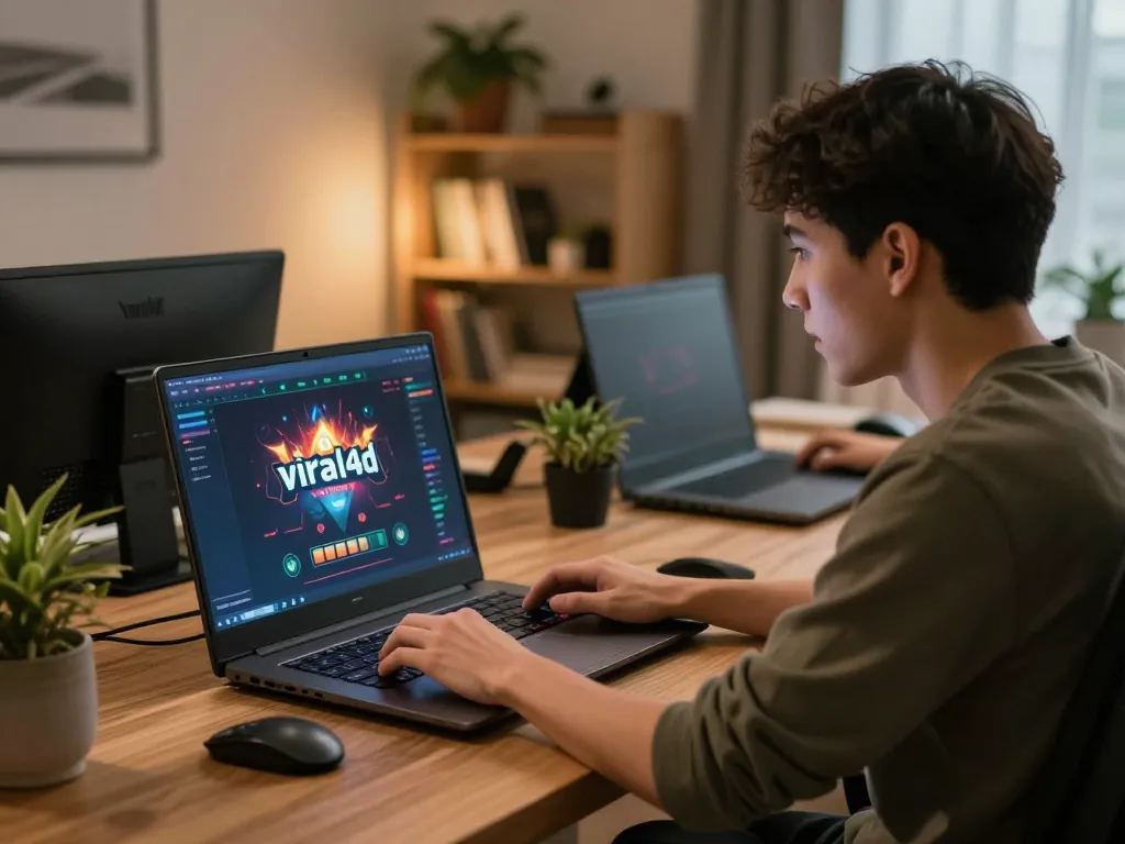 Engaged player placing bets on viral4d online casino app in modern home office