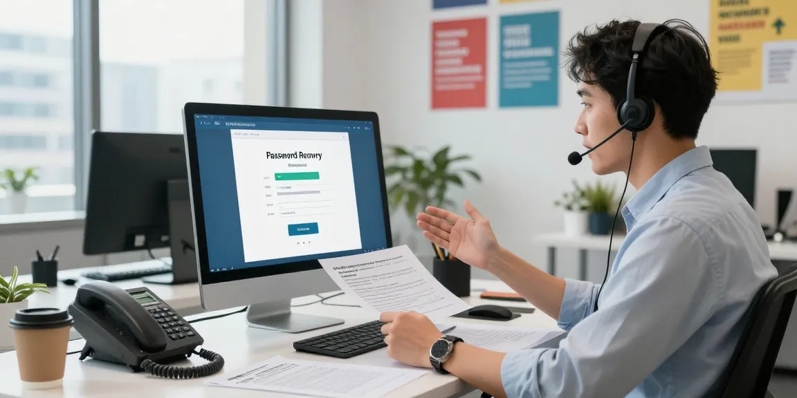 상봉동 한국관 customer support representation with password recovery in modern office.