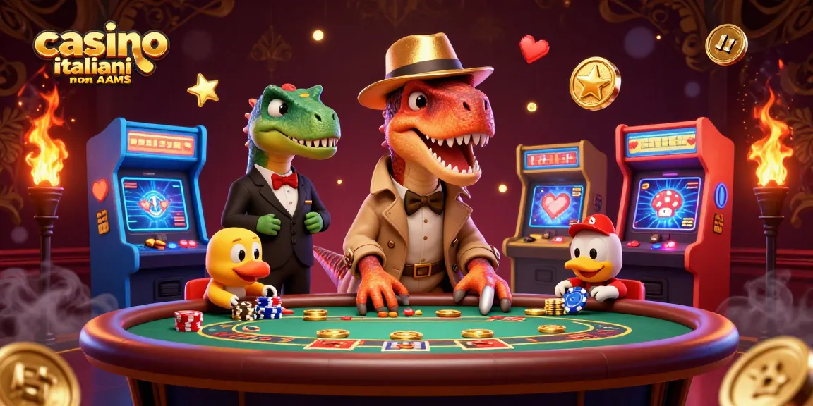 Giocatori alle slot nei casinò italiani non AAMS con grafica dettagliata e elementi colorati.