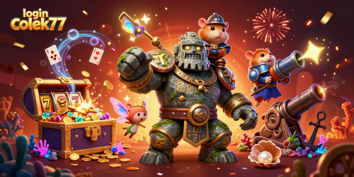 Experience the thrill with the login colek77 scene featuring magical characters and casino elements.