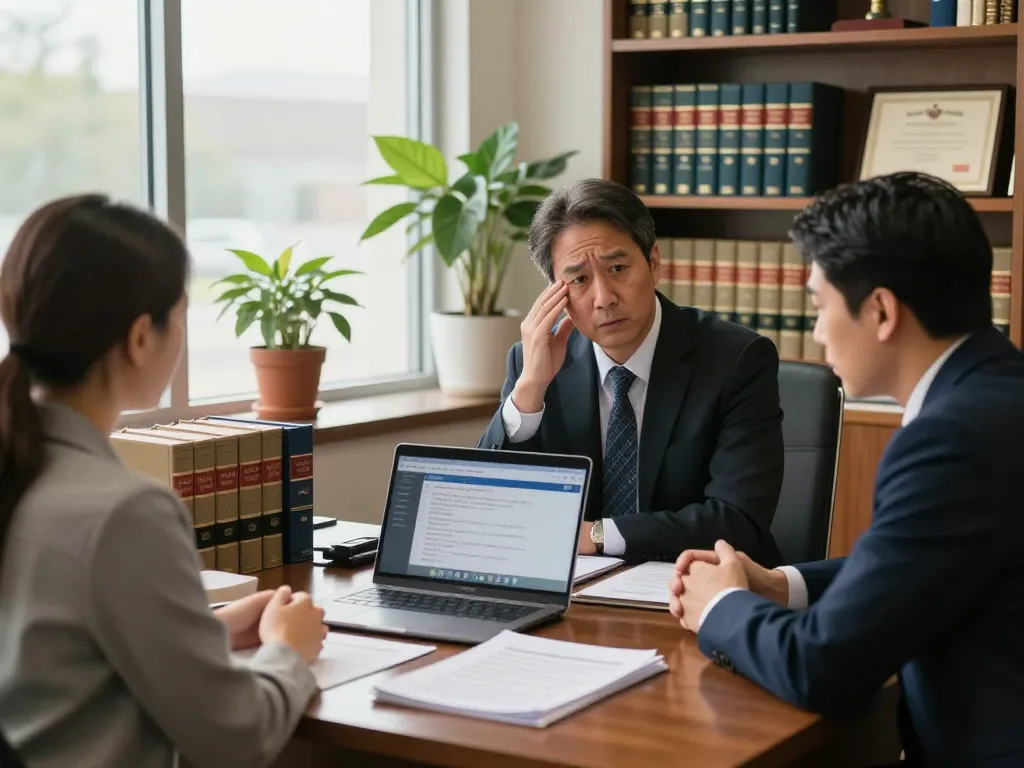 Virginia Personal Injury Lawyer consulting with a client in a warm and inviting law office.