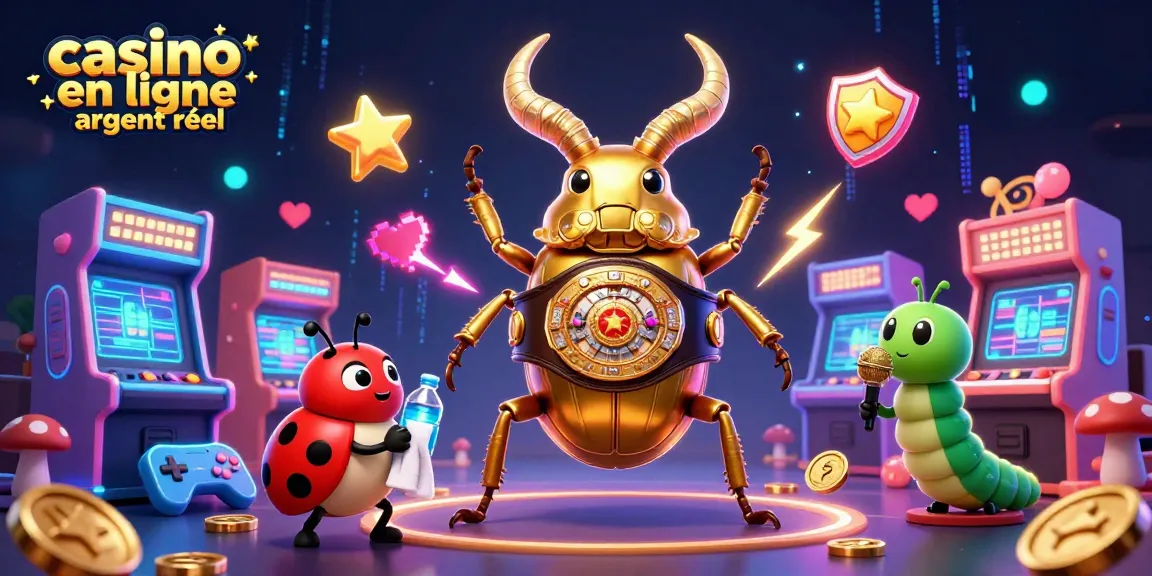 Illustration d'un combat entre un scarabée doré et une coccinelle dans un casino en ligne argent réel