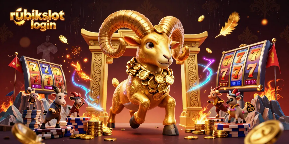 Experience the excitement with rubikslot login, as a golden ram charges through a casino scene filled with winning elements.