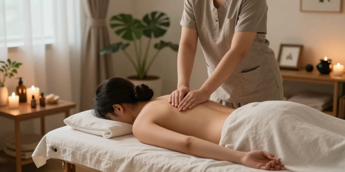 인계동출장안마을 받으며 편안하게 휴식 중인 고객과 전문가의 아늑한 마사지 환경