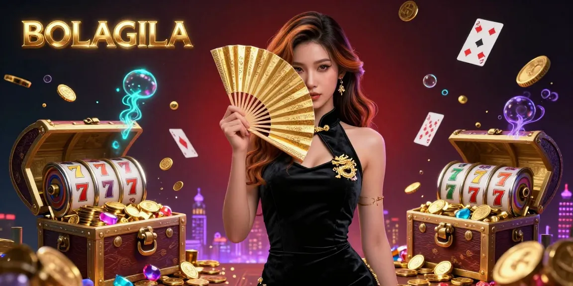 BOLAGILA engages players with vibrant slot symbols and stunning visual elements in a rich casino scene.