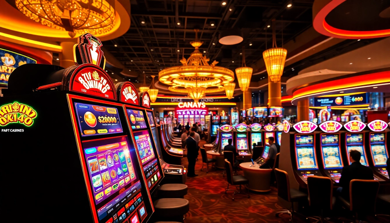 Menggunakan QQWIN4D, pemain kasino bersenang-senang di lokasi glamor dengan mesin slot cerah.