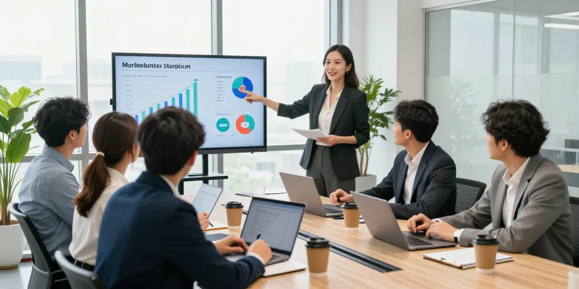 Team collaboration to promote your servises startups in a modern office.