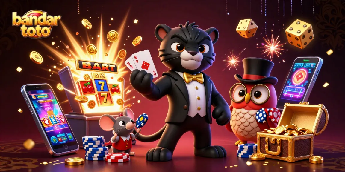Engage with the excitement of bandar toto as a stylish panther deals cards amid a jackpot explosion in a vibrant casino.