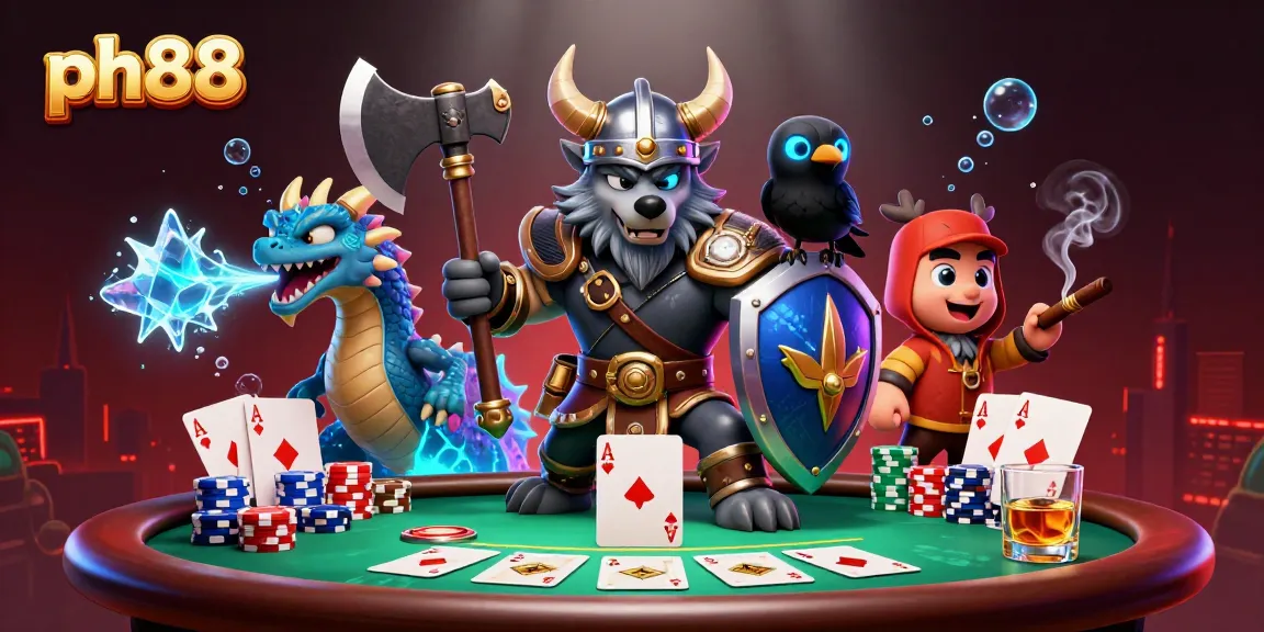Experience thrilling action with ph88 as a Viking warrior faces gaming challenges amidst vibrant casino elements.
