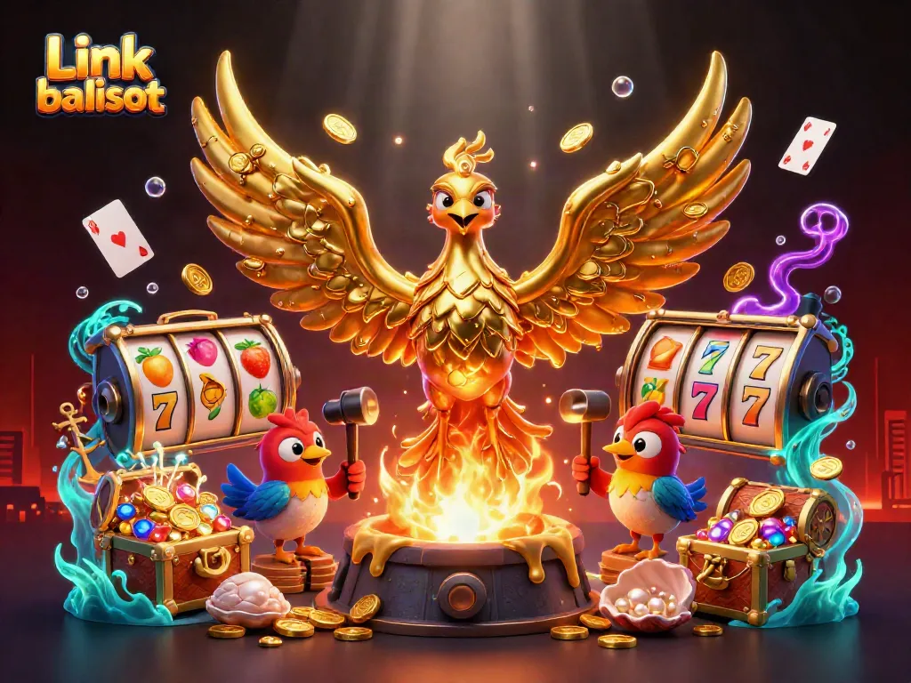 Experience the thrill of winning at Link balislot with dynamic slot machines, gold coins, and vibrant treasures.