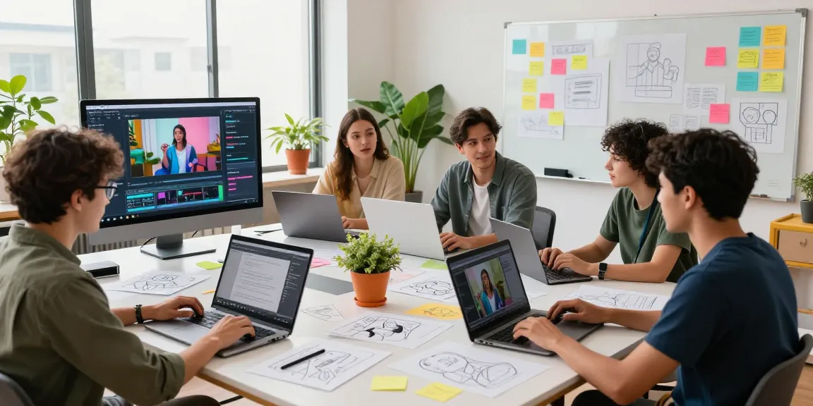 Collaborative workspace showcasing diverse creators using ai seedance 2.0 for video production.