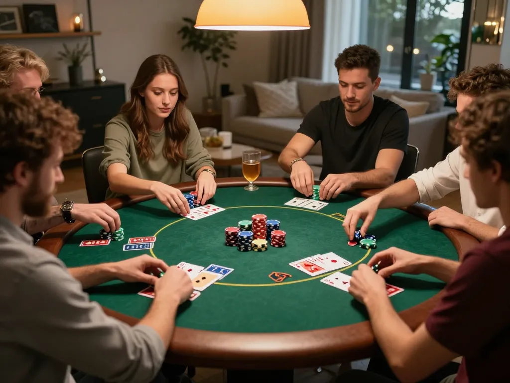 Chơi poker tại nhà với bạn bè trong không khí vui vẻ và chiến lược của luckywin.