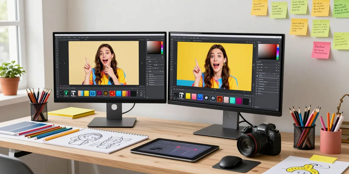 Designer using nano banana pro in a vibrant workspace for creative image editing.