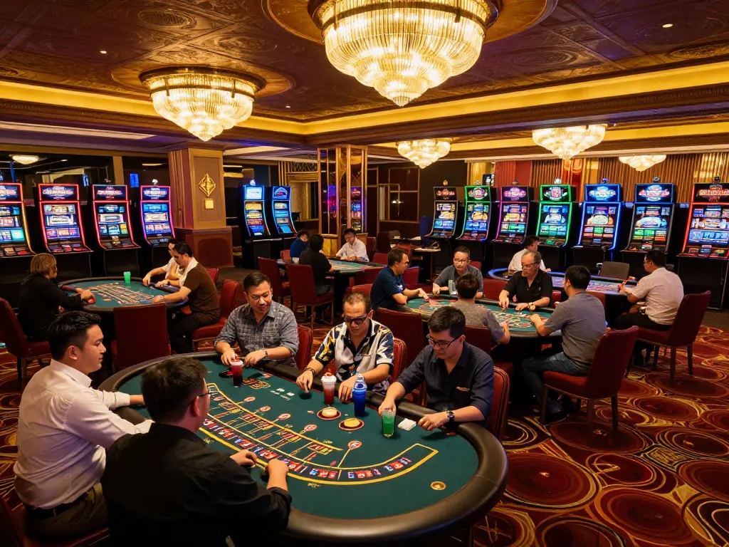 Experience the excitement of BK8 online casino action on a vibrant casino floor.