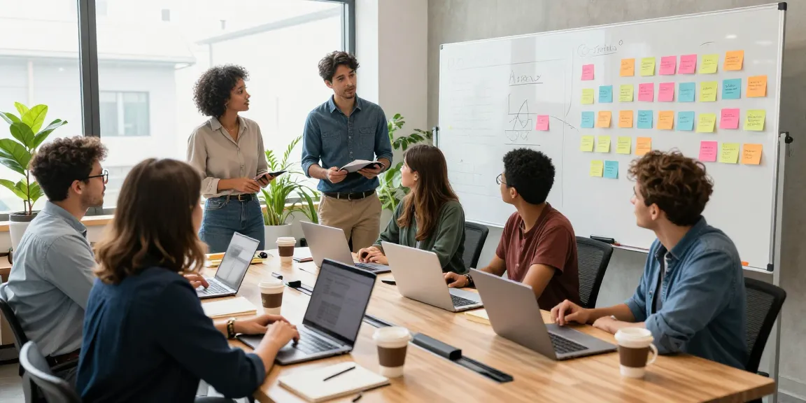 Dynamic team brainstorming session at https://www.startsomethingpc.com in a vibrant co-working space.
