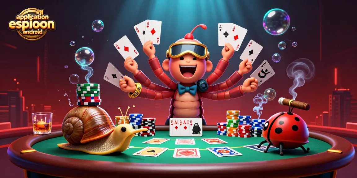 Jouer à l'application espion android sur une table de poker animée avec des cartes et des jetons