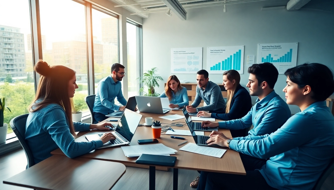 Besucher auf https://alvionz.de/ in einem modernen digitalen Marketingbüro.