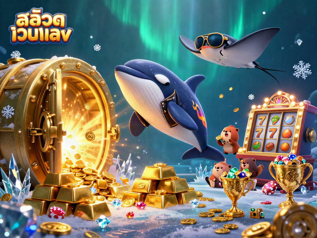 Engage with สล็อตเว็บตรง through an exciting underwater casino scene featuring sea creatures and shimmering treasures.