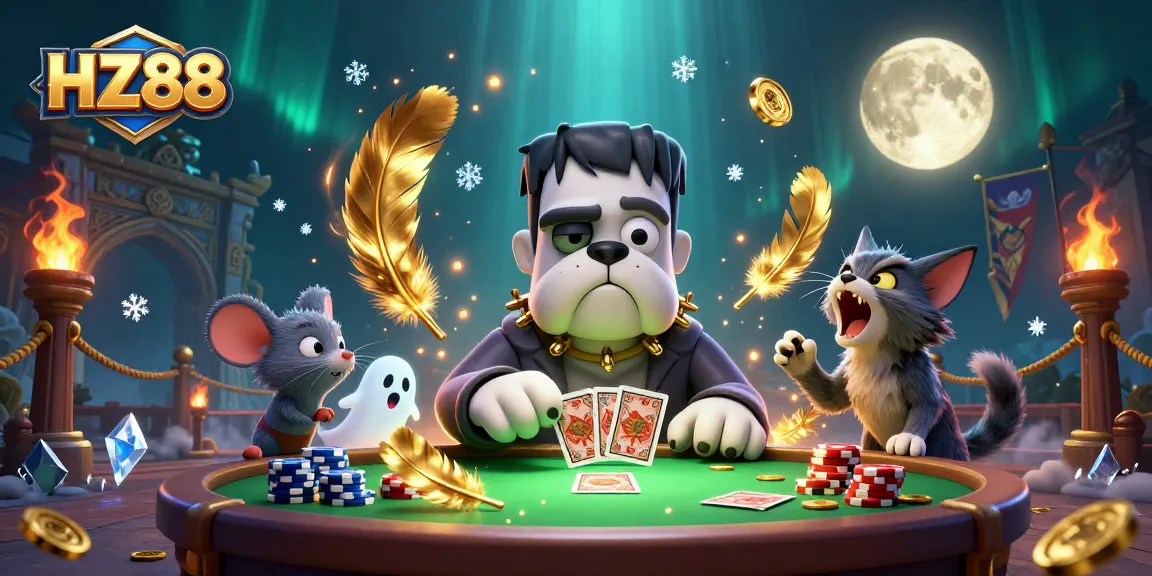 Experience HZ88's thrilling online gambling with vibrant 3D characters and casino elements in action.