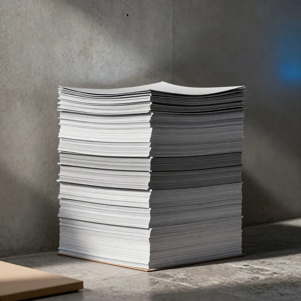 Pitch deck boards stacked by a shadowed concrete wall in blue-hour light.