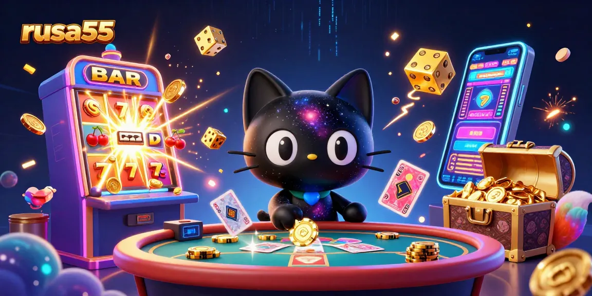 Experience exciting wins with rusa55 at this vibrant cosmic casino illustration full of jackpots.