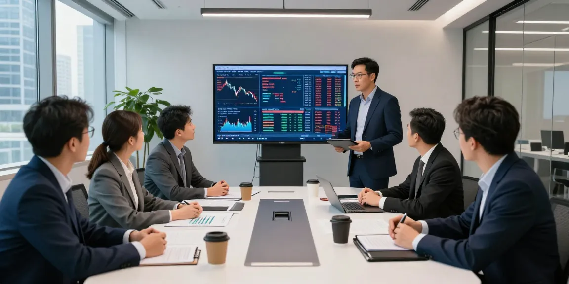 Team discussion at Third Eye Capital, analyzing investment strategies in a modern conference room.