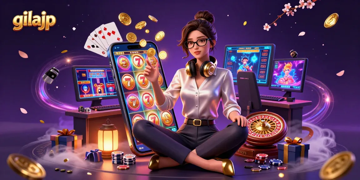 Engage with exciting slot games in gilajp's immersive 3D casino environment featuring dynamic elements.