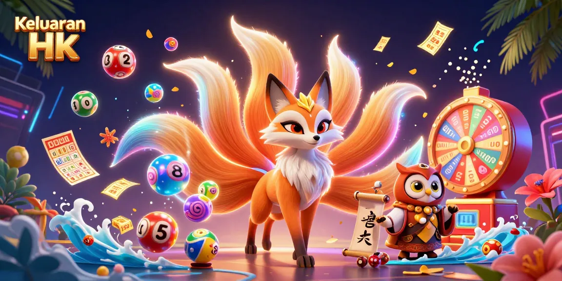 Experience Keluaran Hk results with vibrant 3D illustration showcasing lottery excitement and dynamic game elements.
