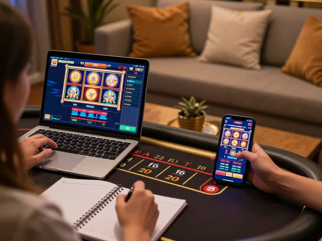 Engaging in online gambling gameplay at 68gamebaivn with vibrant slot games and strategic betting.
