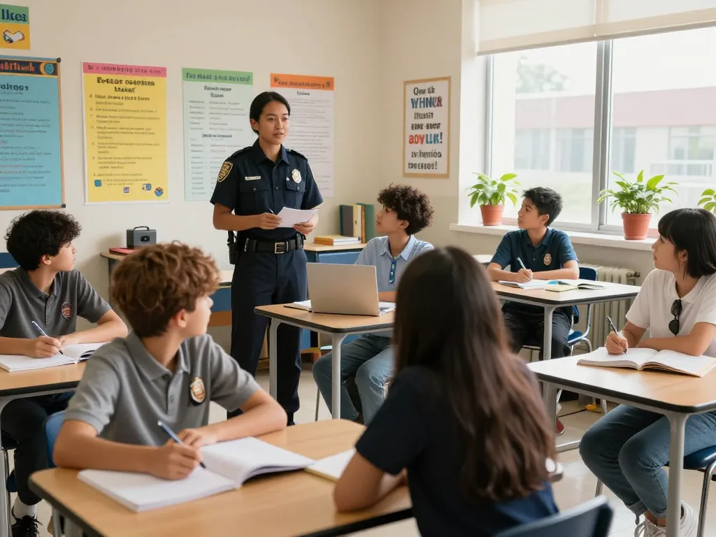 Teachers say enforcement discussed in vibrant classroom with engaged students.