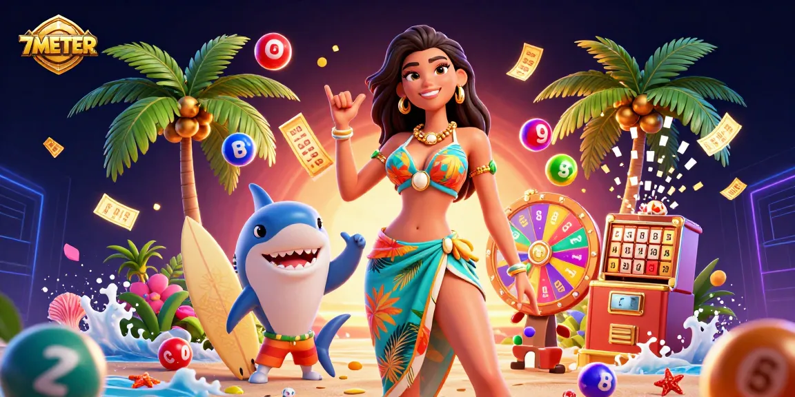 Experience the excitement of 7METER sports betting combined with vibrant lottery game elements and engaging characters.