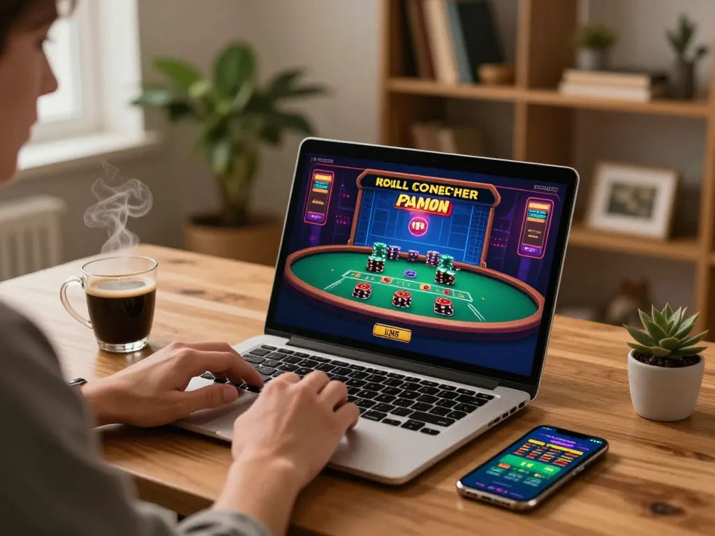 cloud-africa engaging in a live dealer blackjack game on laptop showcasing strategic gameplay and cozy atmosphere