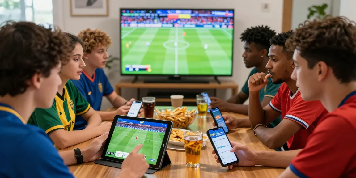 Engaged fans analyzing keobongdahomnay odds while enjoying a football match.