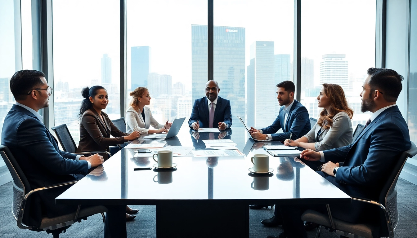 Discussing contracts and grants in a diverse professional meeting environment.