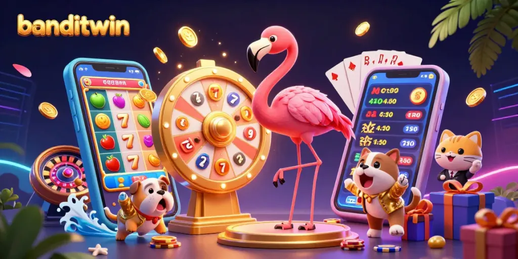 Menangkan hadiah di banditwin dengan flamingo pembawa acara dan bulldog ceria!