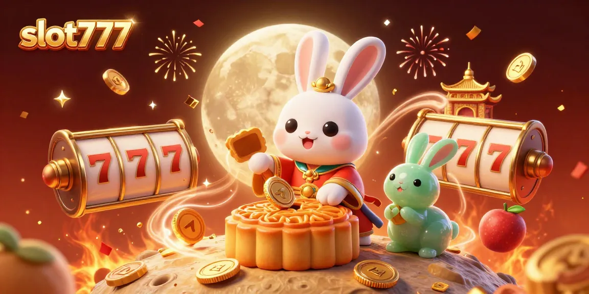 Experience gaming excitement with slot777 featuring a moon rabbit and poker chips in a stunning scene.
