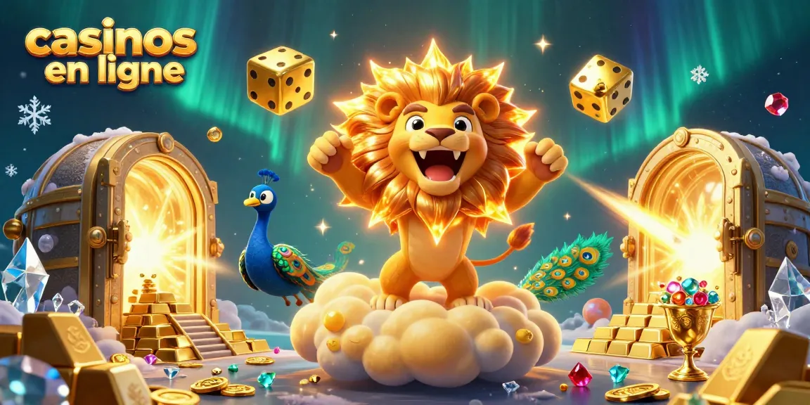 Jouer aux casinos en ligne avec frissons et trésors scintillants au centre d'une illustration captivante