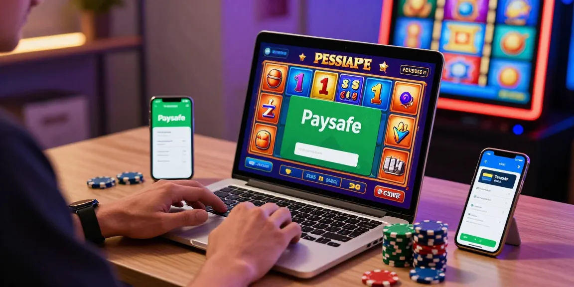 Beeindruckende Darstellung eines Spielers, der ein Paysafe Card Casino für sofortige Online-Einzahlungen mit lebendiger Gaming-Grafik nutzt.
