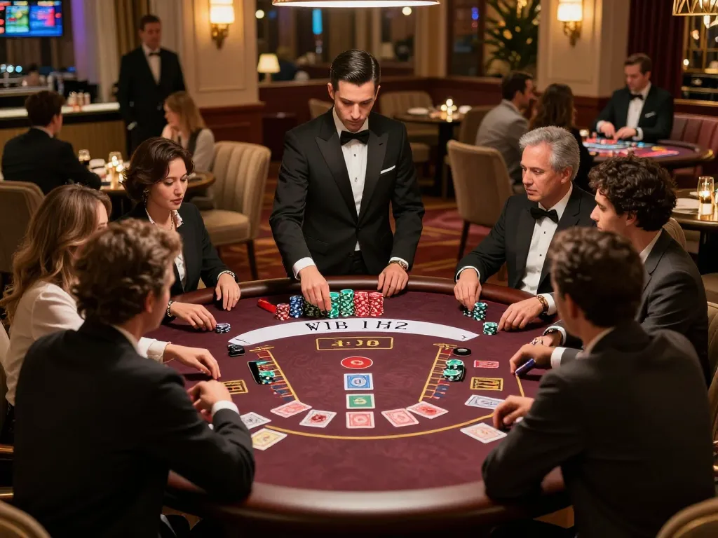 Ligalexus players strategizing over high-stakes blackjack table in luxurious casino ambiance.