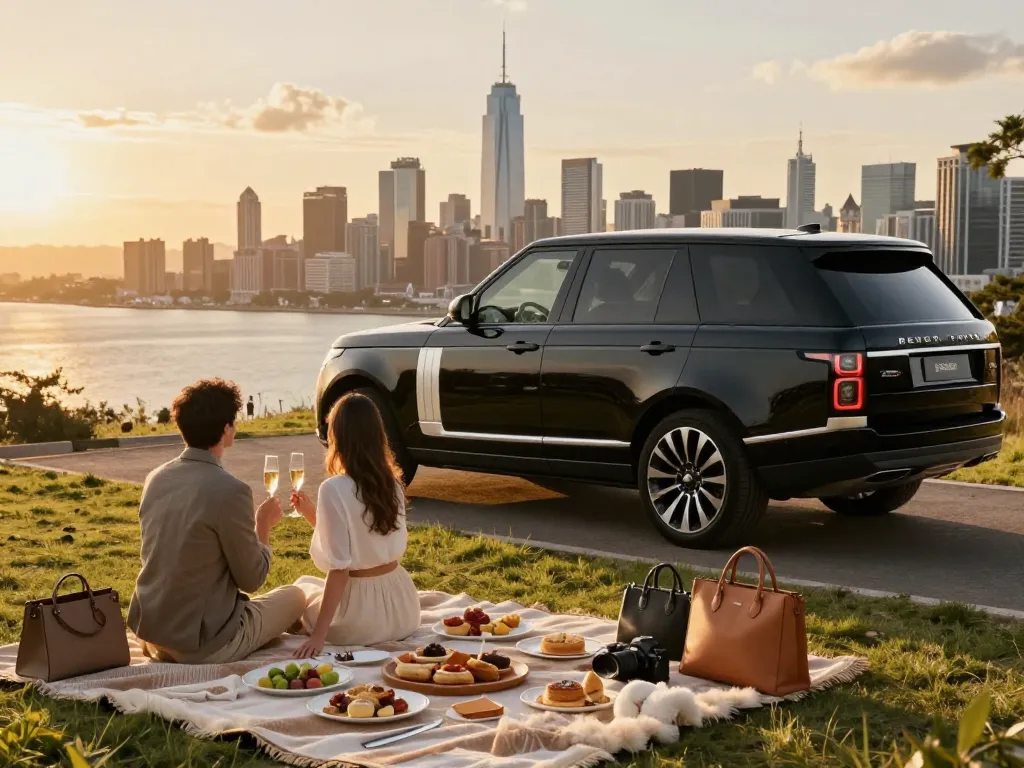 Trải nghiệm cho thuê xe ô tô hạng sang với một chiếc Range Rover sang trọng trong khung cảnh tuyệt đẹp.
