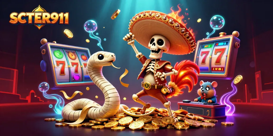 Experience unmatched excitement with SCATTER911 as festive characters celebrate jackpot wins in a vibrant casino scene.