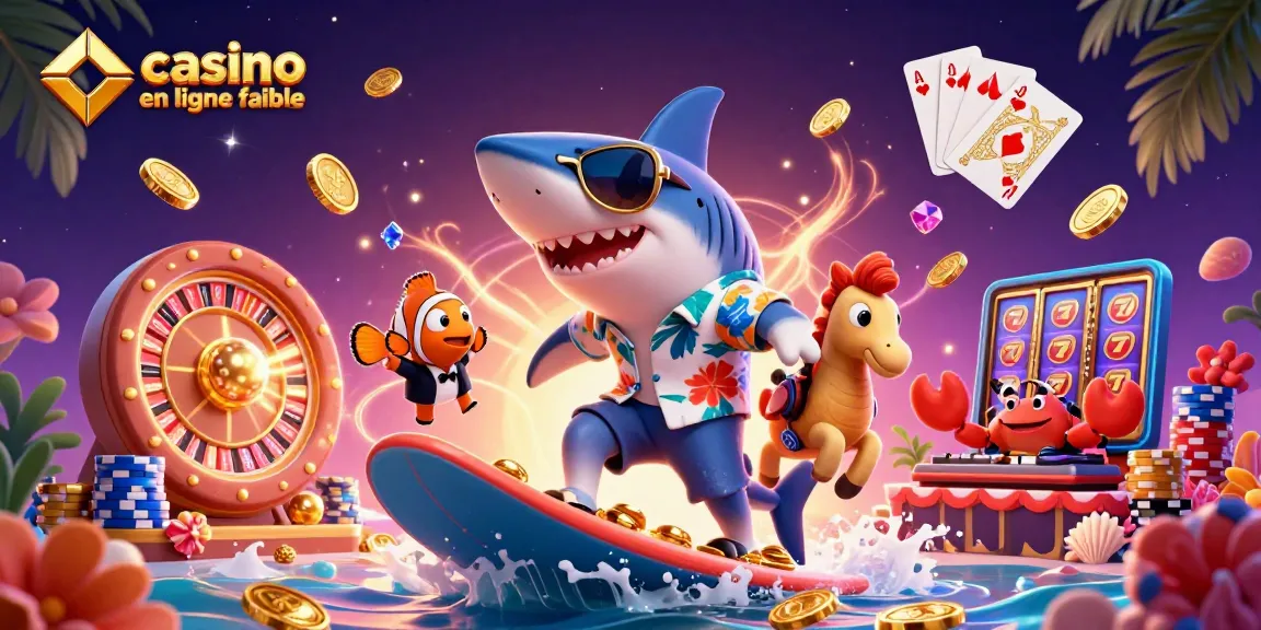 Vivez des moments exaltants dans un casino en ligne fiable alors que le requin surfe sur des pièces d'or.